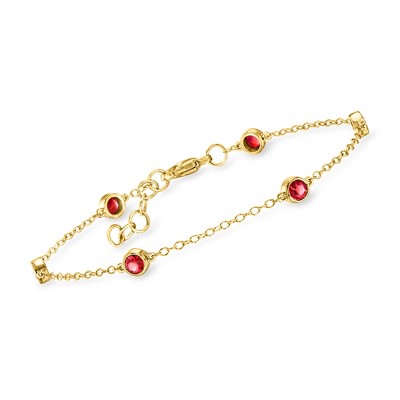 Pure Collection by Ross-Simons 0.80 ct. t.w. Bezel-Set Lab-Grown Ruby Station Bracelet in 18kt Gold Vermeil