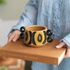 Storied Home Hand Painted Stoneware Planter with Handles, Brown and Black - 3 of 4
