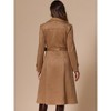 Allegra K Women's Faux Suede Notched Lapel Double Breasted Belted Long Sleeve Trench Coat - 3 of 4