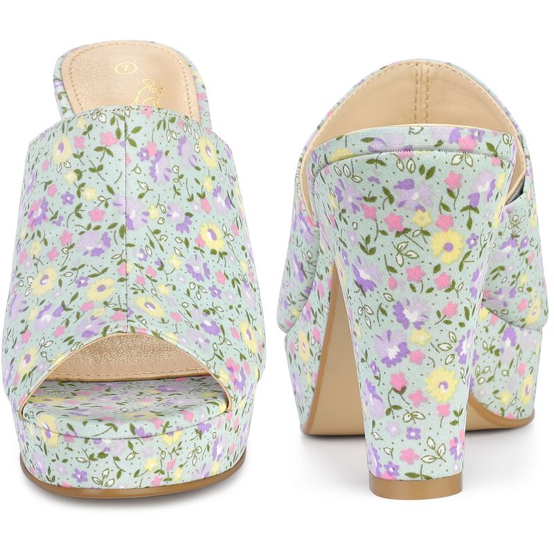 Perphy Women's Platform Floral Chunky Heel Slides Sandals, 2 of 7