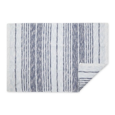 Stonewash Blue Handwoven Recycled Cotton Yarn Rug 2x3 Ft