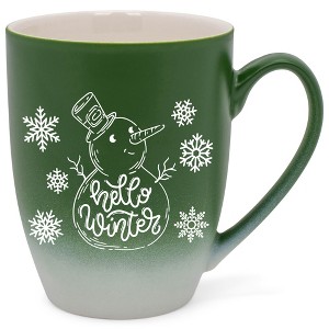 Elanze Designs Hello Winter Two Toned Ombre Matte Green and White 12 ounce Ceramic Stoneware Coffee Cup Mug - 1 of 4