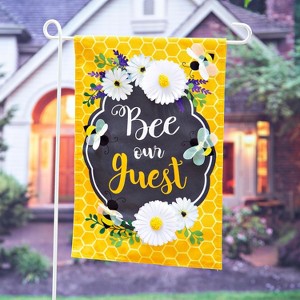 Evergreen Bee Our Guest Frame Garden Linen Flag 12.5 x 18 Inches Indoor Outdoor Decor - 1 of 4