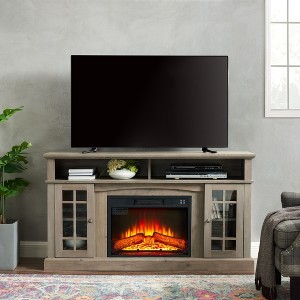 VYNXARIA Classic Gray Wash TV Media Stand with 23" Fireplace Inset for TVs up to 65inch - 1 of 4