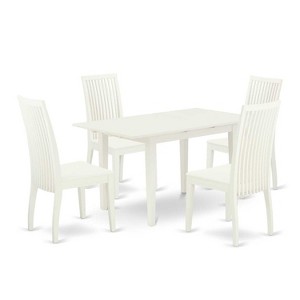 5-Piece Linen White Finish Solid Wood Top - Rectangular Dining Room Set  - Seats 4 - 1 of 4