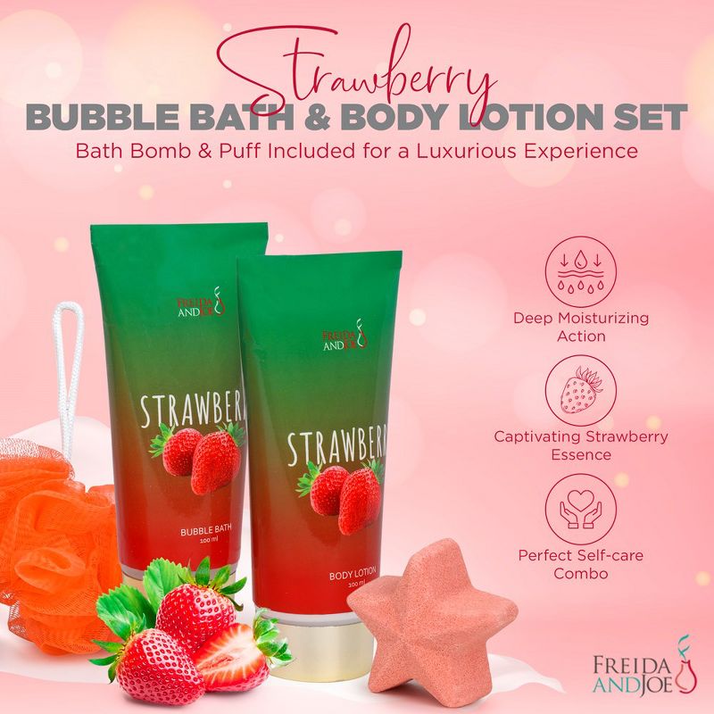 Freida & Joe  Strawberry Fragrance Bath & Body Collection Gift Box Luxury Body Care Mothers Day Gifts for Mom, 5 of 6