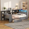 TIRAMISUBEST Full Size Platform Bed w/ Shelves & Drawers, Daybed w/ Charging Station, LED, Desk and Upholstered Headboard - 2 of 4