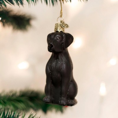 Handcrafted Black Labrador Glass Christmas Ornament