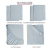 6 Piece Brushed Microfiber Bed Sheets with Embroidery & Plain Pillowcases Hotel Luxury 16 Inches Deep Pockets Solid Sheet Set - Lux Decor Collection - 3 of 4