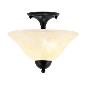 Toltec Lighting Any 2 - Light Flush Mount in  Matte Black with 12" Amber Marble Shade - 1 of 1