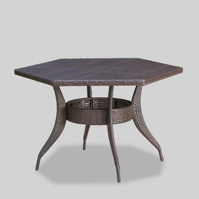 Gybson Hexagon Wicker Dining Table - Brown - Christopher Knight Home