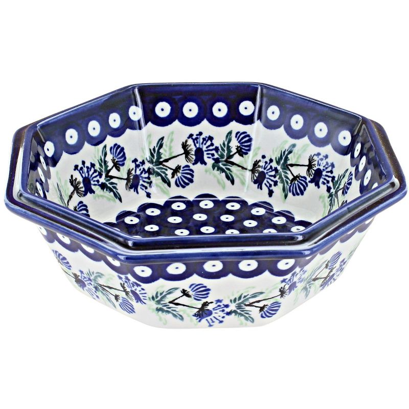 Blue Rose Polish Pottery 237 Zaklady Octagonal Bowl, 1 of 2