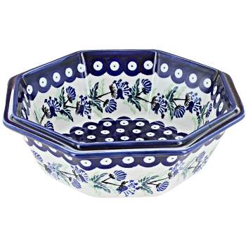 Blue Rose Polish Pottery 237 Zaklady Octagonal Bowl