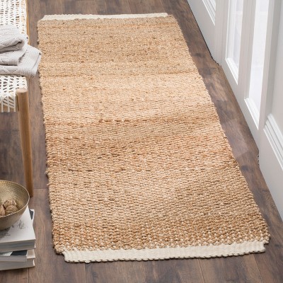 Ivory Natural Hand-Knotted Jute 2'6" X 8' Runner Rug