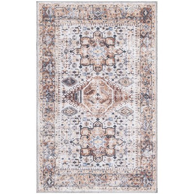 Ivory Almond Rectangular Washable Chenille Area Rug
