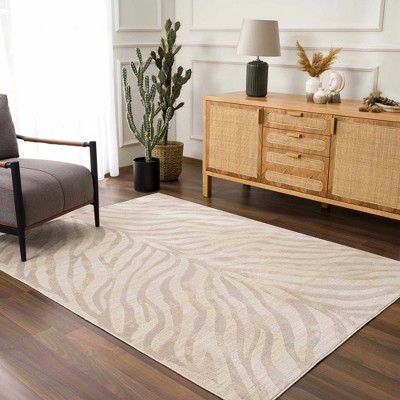 Hauteloom Beige Manteca Zebra Print Area Rug