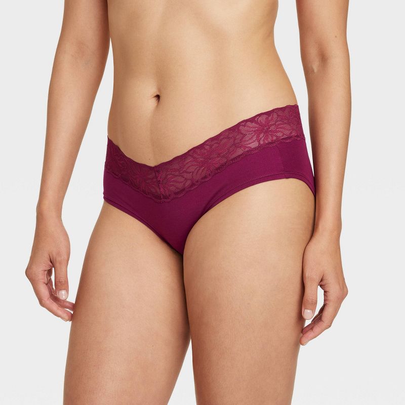 Women's Cotton Hipster Underwear with Lace Waistband - Auden™, 3 of 5