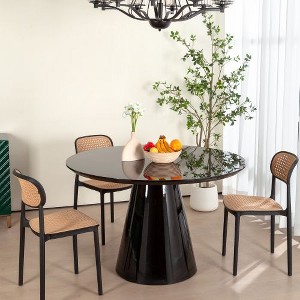 CENGHU Round Dining Table, Modern High Gloss Minimalist Round Dining Table, Kitchen Table for Dining Room, Kitchen, Living Room - 1 of 4