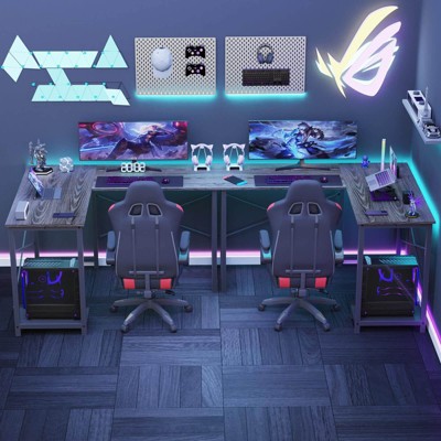 CENGHU L Shaped Gaming Desk, Gaming Table Corner Desk with Side Storage Bag, Computer Desk for Home Office Dorm Small Space