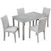 FONTOI Wooden Dining Table Set with Rectangular Table and Upholstered Chairs for Stylish Modern Home Kitchen Dining Spaces, Beige, 45.5"*28.5"*30" - 3 of 4