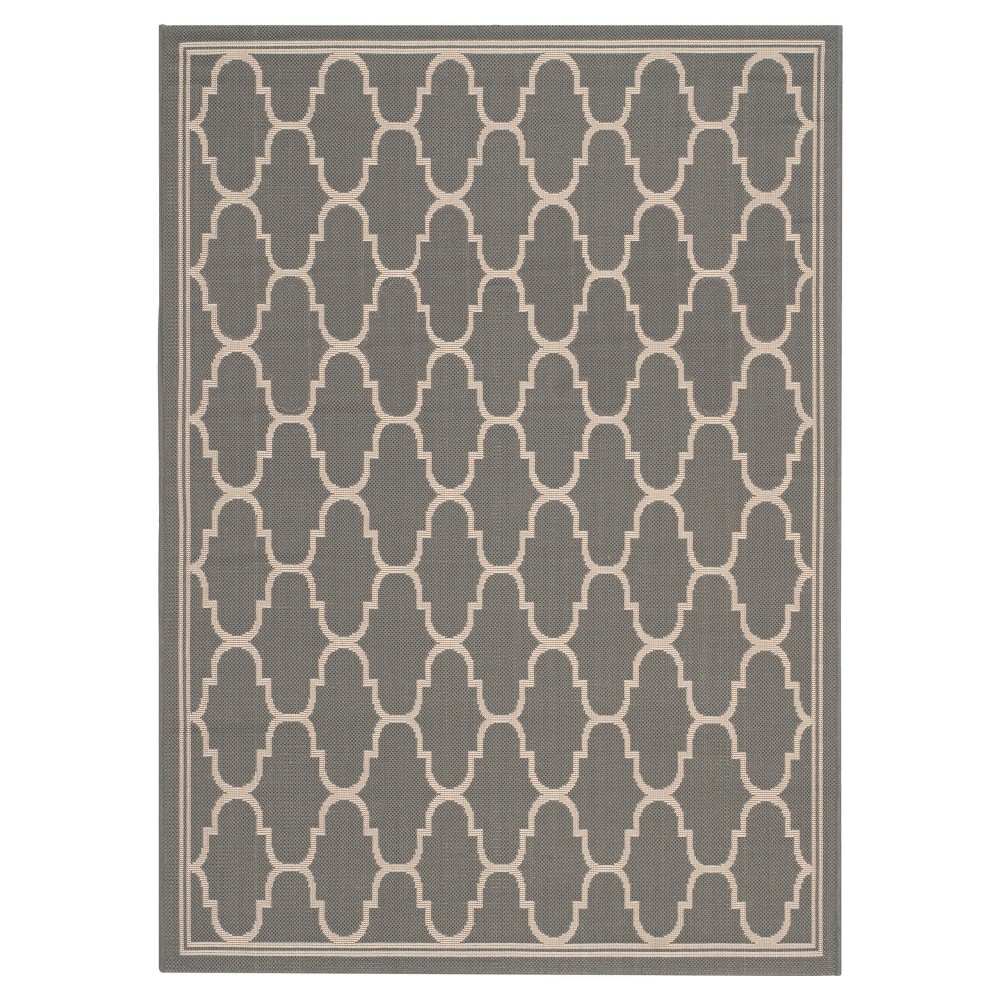 5'3inX7'7in Rectangle Vincennes Outdoor Patio Rug Anthracite/Beige - Safavieh