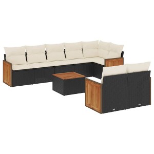 vidaXL Garden Sofa Set Black, Cream White - 1 of 4