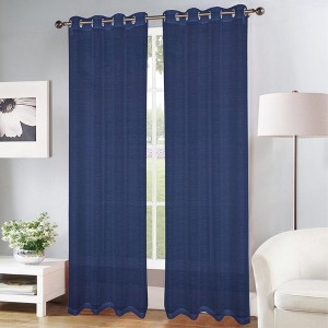 Olivia Gray Erica Doily Stripe Grommet Panel Pair - 54x90", Navy - 1 of 4