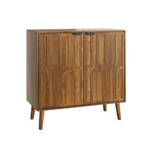 ACEPANO 31.5 in. W Rustic Wooden Sideboard with Storage & Paperclip Design for Kitchen-Walnut - 1 of 4