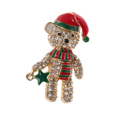 Unique Bargains Christmas Brooches YNCP2958 Cub Alloy Dripping Wax Multicolor 1.77"x1.18" 1 Pc