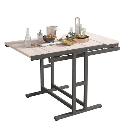 Vynxaria Convertible Solid Wood Table and Shelf with Metal Frame