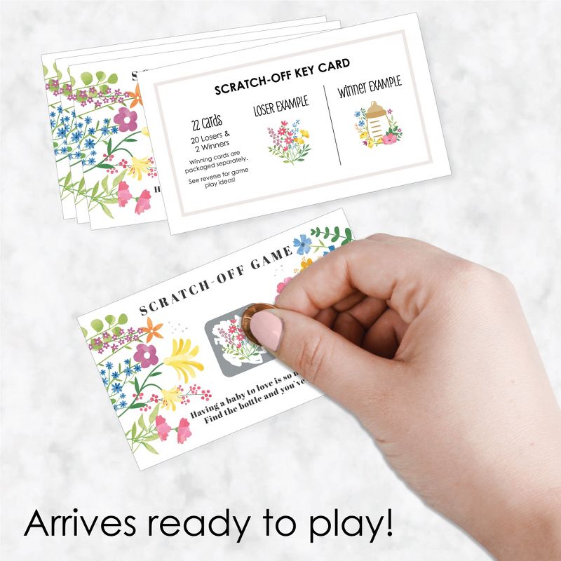 Big Dot of Happiness Wildflowers Baby - Boho Floral Baby Shower Game Scratch Off Cards - 22 Count, 2 of 7