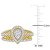 EVERLY JEWELRY | Yellow Plated Sterling Silver 1/3 CT TDW Diamond Halo Teardrop Bridal Ring Set - 4 of 4