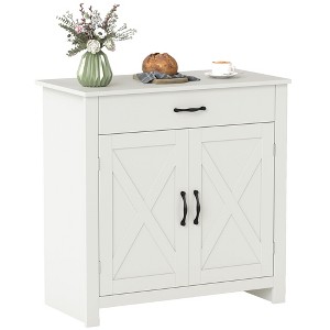 HOMCOM 32" Farmhouse Barn Door Style Sideboard, Buffet Storage Cabinet Coffee Bar for Living Room or Entryway - 1 of 4