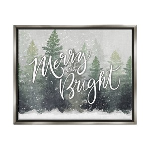 Stupell Industries Merry & Bright Winter Forest Framed Floater Canvas Wall Art - 1 of 4