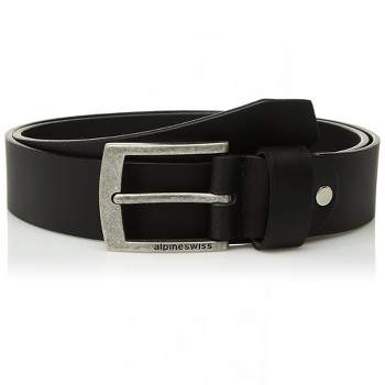 Alpine Swiss Mens Belt Genuine Leather Slim 1 1/4” Casual Jean Belt Dakota Signature Buckle