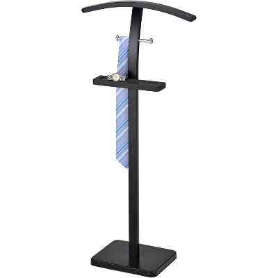 Black Metal Suit Valet Stand with Bowed Rod