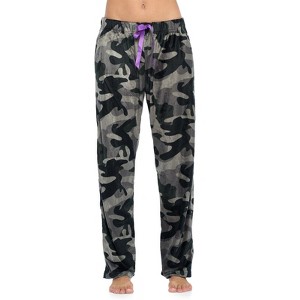 Ashford & Brooks Women's Plush Mink Fleece Pajama Sleep Pants - Black/Camo - XX-Large - 1 of 4