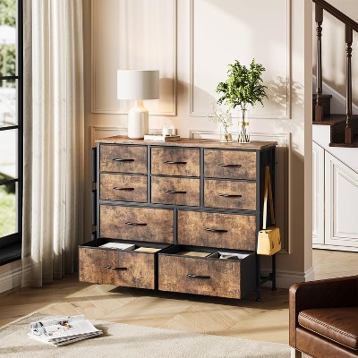 12-Drawer Fabric Dresser, Chest of Drawers with Side Pockets for Bedroom, Living Room, Hallway, Closet