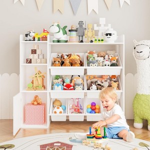 Kids Toy Storage Organizer with 8 Multi-Color Plastic Bins Perfect Toy Storage Solution Kid Bookshelf and Toy Storage for Study Room, Kids Room - 1 of 4