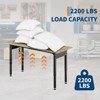 Adjustable Workbench with Wheels, 2200 LBS Load Capacity Heavy Duty Work Table, Rolling Hardwood Workstation with Pegboard for Garage Workshop - 3 of 4