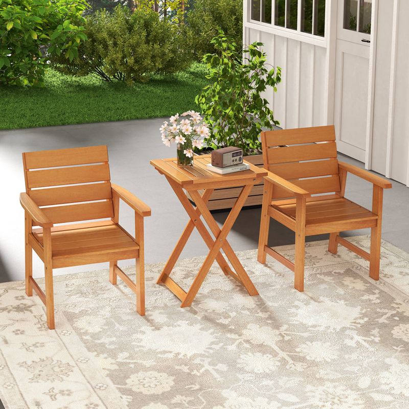 Costway 1/2 PC 20 Inch Patio Folding Table Outdoor Hardwood Bistro Table with Slatted Tabletop, 4 of 11