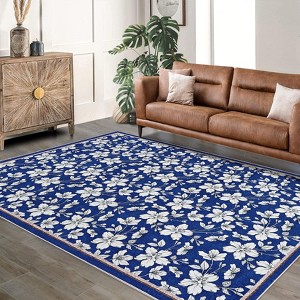 Floral Washable Rugs Kitchen Runners for Hallway Laundry Contemporary Flower Girls Bedroom Rug Non Slip Kids Playroom Carpet - 1 of 4