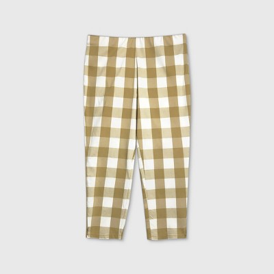 plus size yellow plaid pants