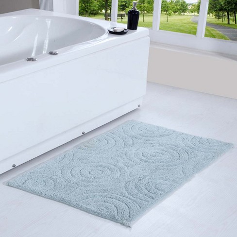 Knightsbridge Beautiful Circle Design Premium Quality Year Round Cotton With Non-Skid Back Bath Rug, Light Blue - image 1 of 4