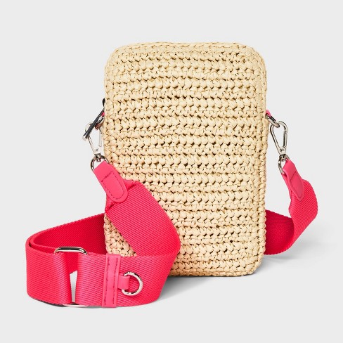 Zip Crochet Crossbody Bag - A New Day™ Beige/pink : Target