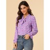Allegra K Women's Floral Tie V Neck Chiffon Ruffle Trumpet Sleeve Blouse - 2 of 4