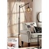 Franklin Iron Works Industrial Rustic Farmhouse Floor Lamp with USB LED 66" Tall Bronze Antique Brass Cognac Tinted Glass for Living Room Reading - 2 of 4
