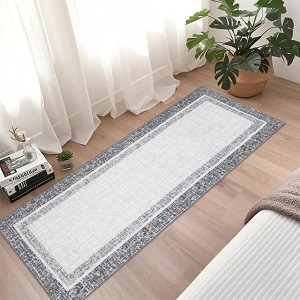 Modern Machine WashableArea Rug with Non Slip Backing Low Pile Accent Rug Foldable Contemporary Indoor Carpet - 1 of 4