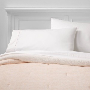 Twin/Twin XL Jersey with Sherpa Comforter Blush Peach - Room Essentials , Blush Pink