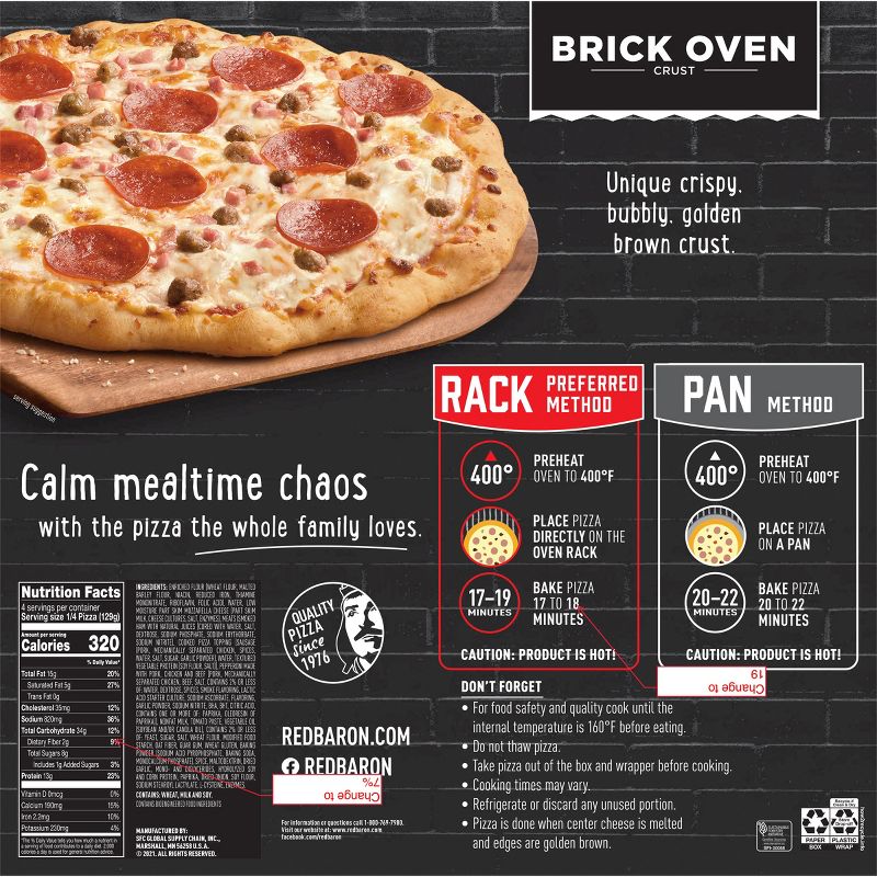 Red Baron Brick Oven Meat Trio Frozen Pizza - 18.22oz, 5 of 12